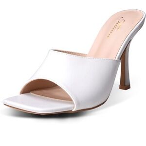 New Mhuire Women Square Toe Heeled Sandals,4 inch Stiletto Mules